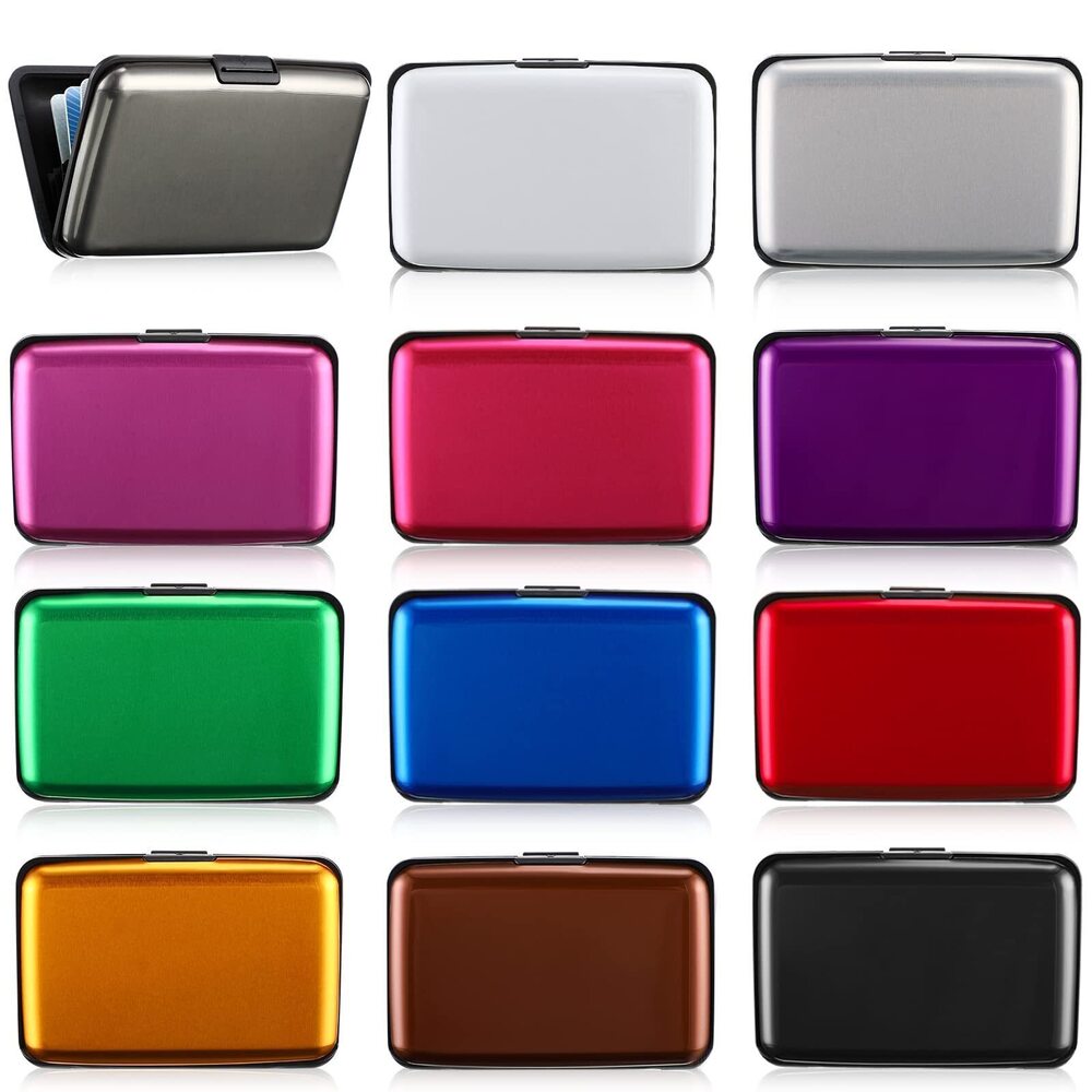 3907 12 Pcs RFID Blocking Credit Cards Holder Mini Slim Aluminum Wallet